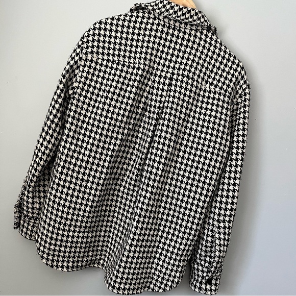 Wayf Black & White Houndstooth Jacquard Snap Up Oversized Shirt Jacket Size S - Picture 16 of 16
